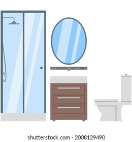 Bathroom interior vector, toilet room design illustration