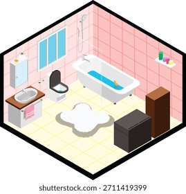 Vector de inodoro de baño con diseño interior isométrico