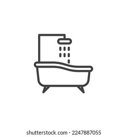 Bathroom line icon. linear style sign for mobile concept and web design. Bathtub and shower  outline vector icon. Symbol, logo illustration. Vector graphics