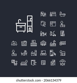 Bathroom line icon in set on the black background. High quality outline symbol for web design or mobile app.