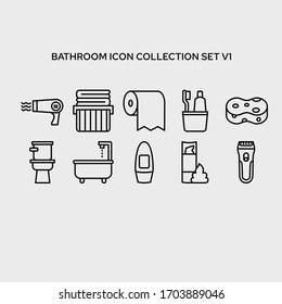 Conjunto de iconos de la línea del baño V1. ilustración vectorial
