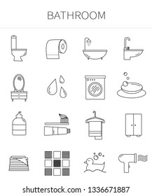 Bathroom line icon set. A vector.