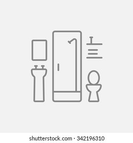 Ícone de linha de banheiro para web, celular e infográficos. Ícone de cinza escuro de vetor isolado no plano de fundo cinza claro.