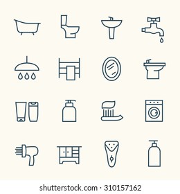 Bathroom line icons