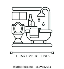 Bathroom linear icon. perfect for home decor, interior design projects, architecture concepts. Vector isolated outline drawing. Editable stroke