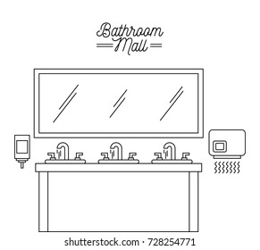 bathroom mall sink mirror hand dryer and soap