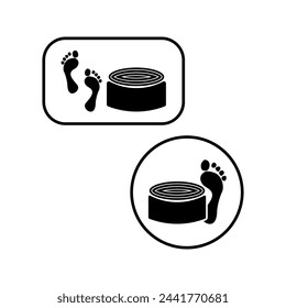 Bathroom mat and footprints icons. Rolled towel symbols. Spa and wellness related vector symbols. Vector illustration. EPS 10.