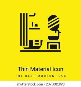 Icono mínimo de material amarillo brillante en el cuarto de baño