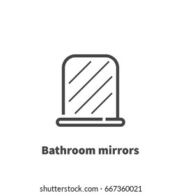 Bathroom mirror icon, vector symbol in line style isolated on white background. Editable stroke 48x48 pixel perfect.
