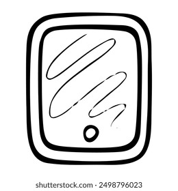 Bathroom mirror with LED lighting hand drawn doodle. Interior Design. Vector outline line art illustration.
