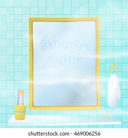 Bathroom mirror vector illustration. Cartoon style.