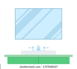 Bathroom mirror and washbasin cabinet vector illustration in a flat design