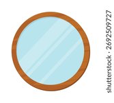 bathroom mirror with wooden frame flat vector illustration logo icon clipart