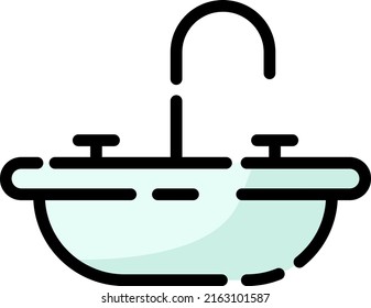 Bathroom modern sink, illustration, vector on a white background.