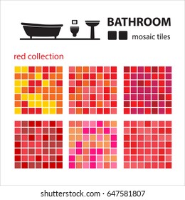 Bathroom mosaic tiles set isolated on white background. Ceramic tile floor and wall tiles. Design elements collection.