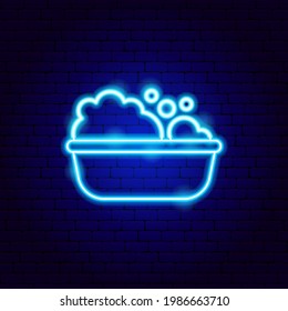 Bathroom Neon Sign. Vector Illustration of Clean Promotion.