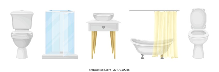 Bathroom Object and Sanitary Ware and Equipment Vector Set