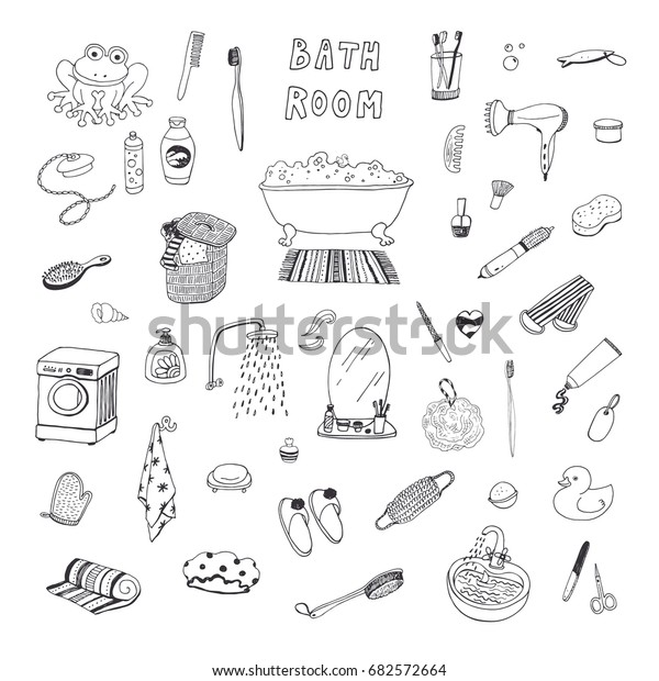 Bathroom Objects Hand Drawn Doodle Vector Stock Vector (Royalty Free ...