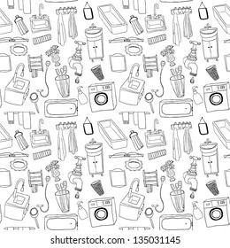 Bathroom objects seamless pattern