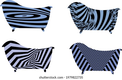 bathroom in op art style creative icons for plumbing
