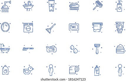 Bathroom Outline Icon Pack - All elements on this template are editable with vector software