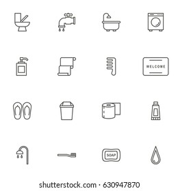 Bathroom Outline Icon Set Vector Stock Vector (Royalty Free) 630947870 ...