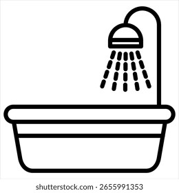 Ilustración vectorial de icono de contorno de baño