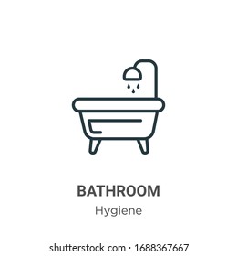 Bathroom outline vector icon. Thin line black bathroom icon, flat vector simple element illustration from editable hygiene concept isolated stroke on white background