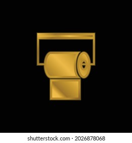 Bathroom Paper Roll gold plated metalic icon or logo vector