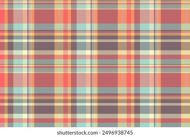 Bathroom pattern texture vector, postcard check seamless background. Lady textile plaid fabric tartan in pastel and red colors palette.