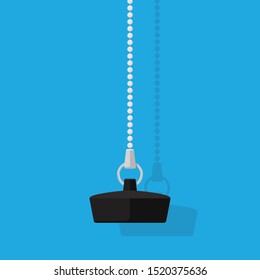 Bathroom plug with chain vector flat design.