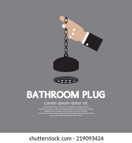 Bathroom Plug With Chain Vector Illustration