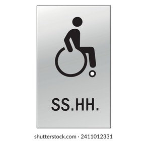 bathroom in a public area, navigation.icon isolated on white background. Vector art.High quality vector illustration of man in wheelchair disabled symbol