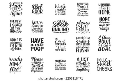 Bathroom Quotes Bundle Bathroom Quotes Bundle Stock Vector (Royalty ...