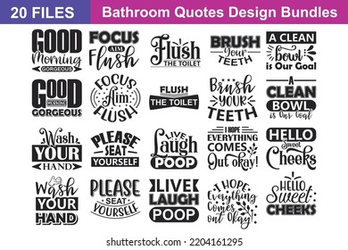 Baño Citas Svg Bundle. Citas sobre Baño, archivos de corte en el baño Paquete de 20 archivos de svg eps para máquinas de corte Cameo Cricut, Citas en el baño