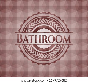 Bathroom red seamless emblem or badge with abstract geometric polygonal pattern background.