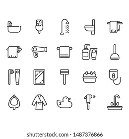 Bathroom related icon set. Vector illustration