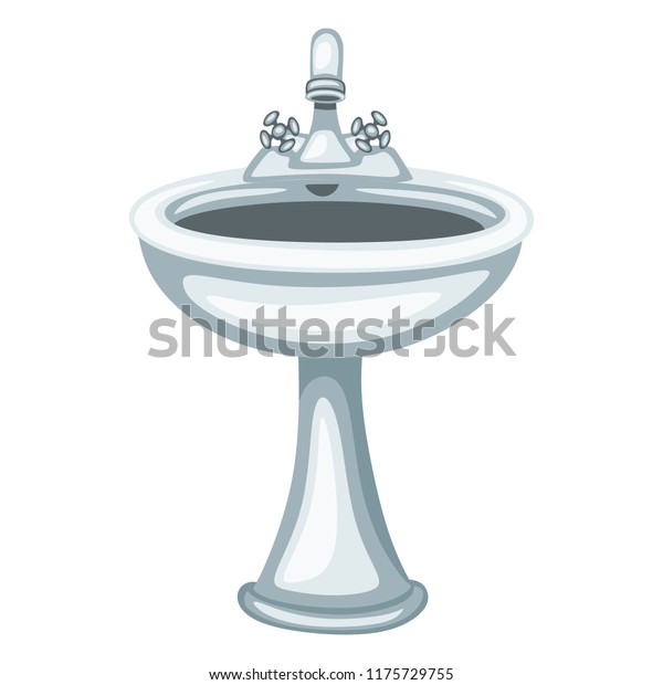 Bathroom Related Objects Cartoon Illustration Sink Stock