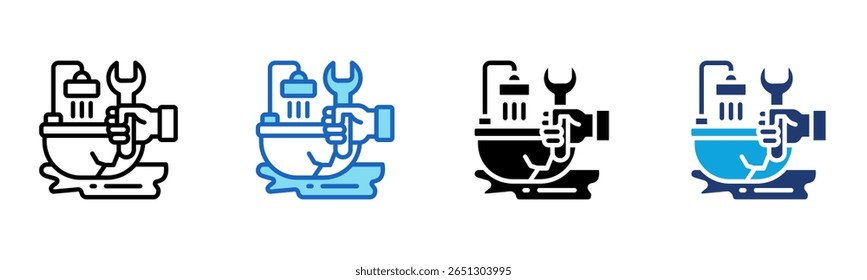Bathroom Remodel icon Multi Style Vector Illustration