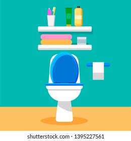 Bathroom. Restroom. Bright flat design. Interior. For presentations.
