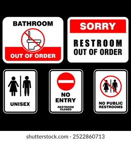 Bathroom, Restroom, No Entry, sign vector