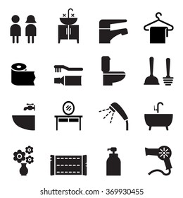 Bathroom , Restroom, Toilet icon set Vector