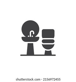 Bathroom, restroom vector icon. filled flat sign for mobile concept and web design. Toilet and sink glyph icon. Symbol, logo illustration. Vector graphics