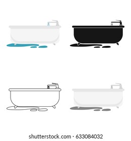 Bathroom sanitary ware. The bath is white. It uses a bath for washing.Plumbing symbol stock vector illustration.