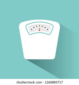 Bathroom scale color icon with shadow on a green background
