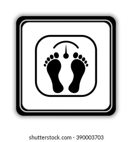 bathroom scale with footprints  - black vector icon