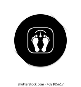 bathroom scale with footprints  - black vector icon