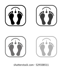 bathroom scale with footprints  - black vector icon
