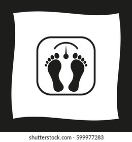 bathroom scale with footprints  - black vector icon
