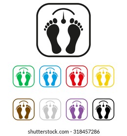 bathroom scale with footprints - vector icon